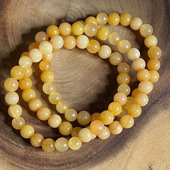 Honey Calcite yellow 6mm stretch bracelet beaded one bracelet 6.75” stretch crys - Picture 3 of 8
